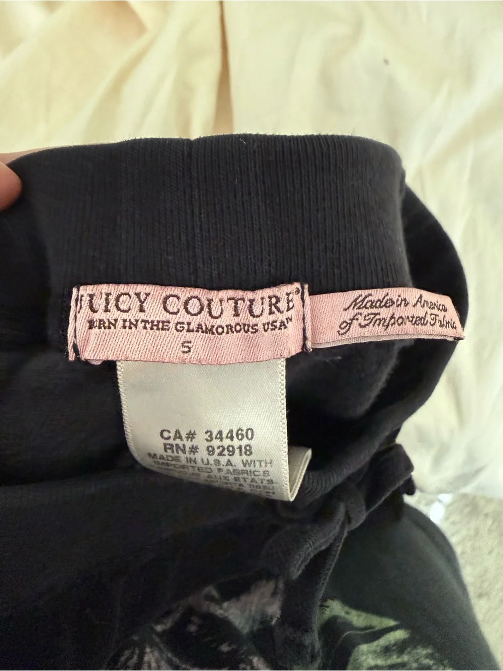 Juicy Couture Black Velour Track Pants with Pink Label Detail